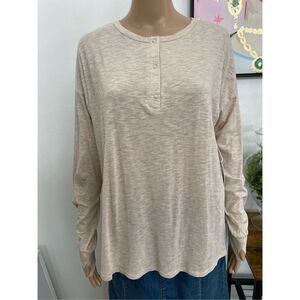 Six Fifty Revolve Long Sleeve Cream Shirt Pullover Snap Womens Sz Extra Small